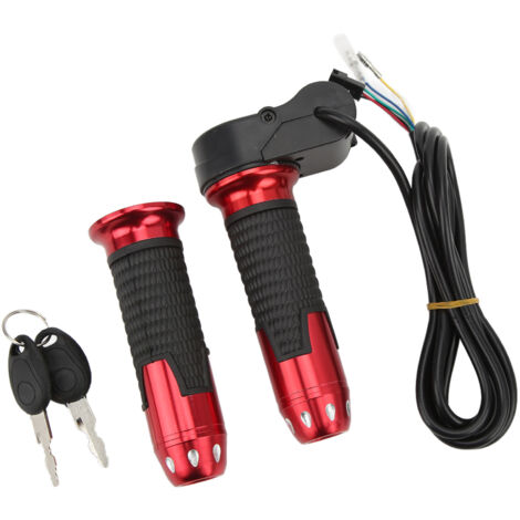 Universeller 12V-99V Gasgriff für E-Bikes und E-Scooter mit Schlüsseln – Rot