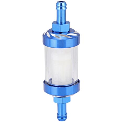 Universeller 8-mm-Kraftstofffilter aus Aluminiumlegierung für Motorrad und Auto (Blau)