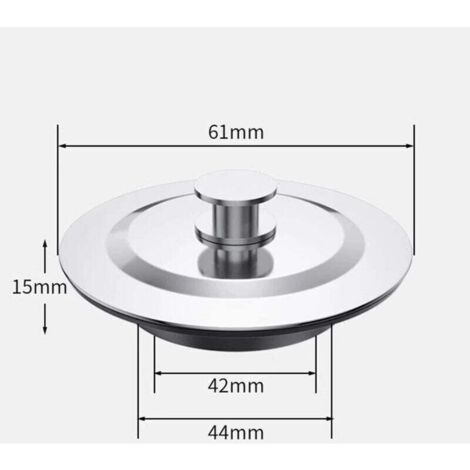 Universeller Badewannenstöpsel, Küchenspülenstöpsel, Edelstahl-Badewannenablaufstöpsel, 42–44 mm Badewannenstöpsel, Waschbeckenstöpsel