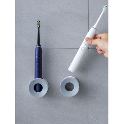 Universeller elektrischer Zahnbürstenhalter, Grau, 2er-Pack, starke Klebefläche zur Wandmontage, platzsparend in der Dusche, elektrischer Zahnbürstenhalter, Zahnbürstenorganizer fürs Badezimmer