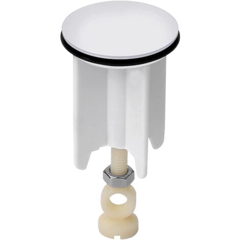 Universeller Ersatz-Ablaufstopfen für Küchen- und Badezimmerwaschbecken, höhenverstellbar, verchromtes Messing, weiß, 40 mm