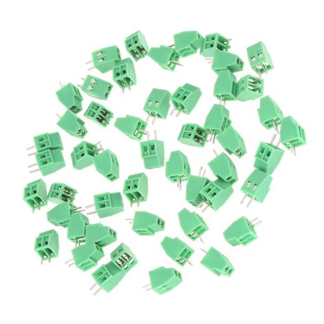 Universeller grüner 2,54-mm-Schraubklemmenblock für Leiterplatten, 50 Stück, 2-poliger Stecker