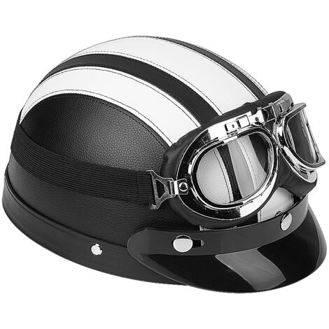 Universeller Halbjet-Motorradhelm aus Kunststoff mit Visier und blendfreier UV-Schutzbrille – Weiß