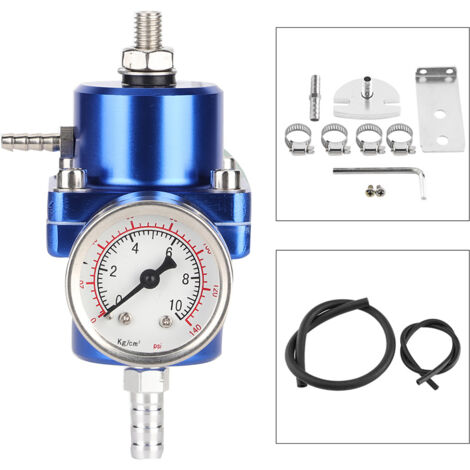 Universeller Kraftstoffdruckregler aus Aluminiumlegierung mit einstellbarem Manometer (0-140 psi)