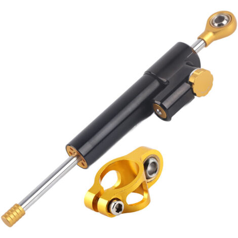 Universeller Motorradlenker aus Aluminiumlegierung, Lenkungsdämpfer-Stabilisator, Hochleistungs-Sicherheitskontrolle für Motorräder, Sportwagen und Straßenmotorräder, Schwarz, Gold, (SCHWARZ)