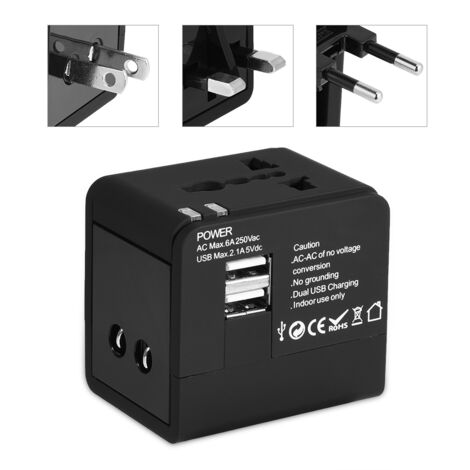 Universeller Reiseadapter mit 2 USB-Anschlüssen und Schnellladefunktion