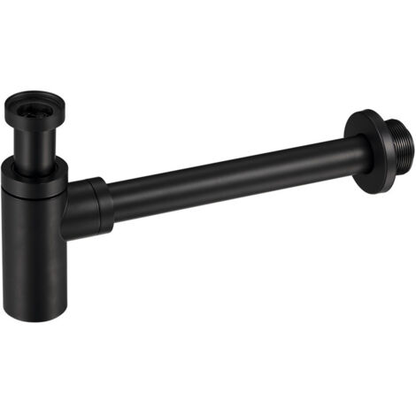 Universeller schwarzer Spülbecken-Siphon, Edelstahl-Siphon, 1 1/4 x 32 mm, Mattschwarz