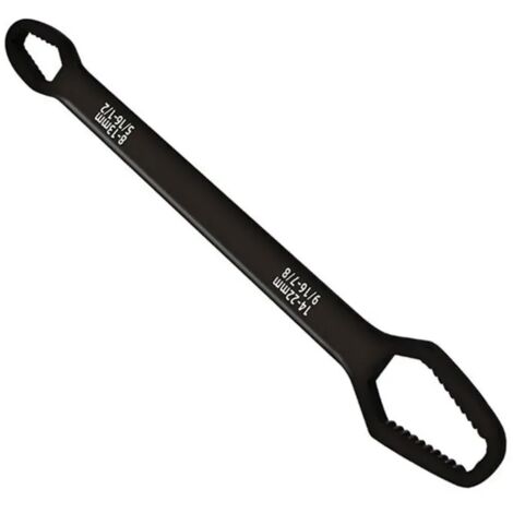 Universeller Torx-Doppelkopf-Brillenschlüssel mit Selbstklemmung, verstellbar, 8 bis 22 mm, Mehrzweck-Spezialplatte an beiden Enden (Elektrophoretisch schwarz)