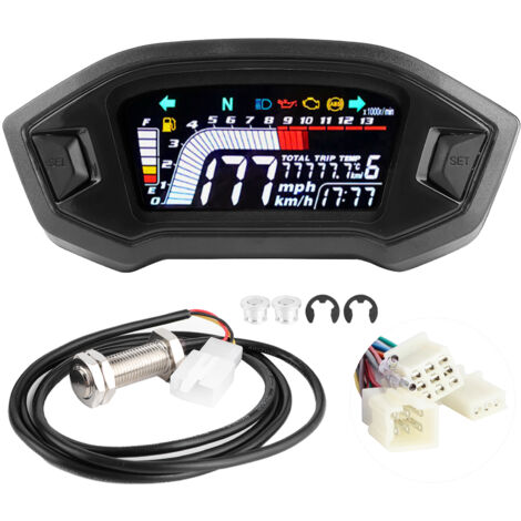 Universeller wasserdichter Motorrad-Tachometer für 1-, 2- und 4-Zylinder-Motorräder, klares LCD-Display, vielseitig einsetzbar, für Motorradfahrer.