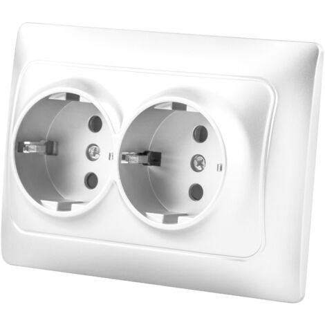 Universeller weißer Onlex-Doppel-Schuko-Einbausockel 16a