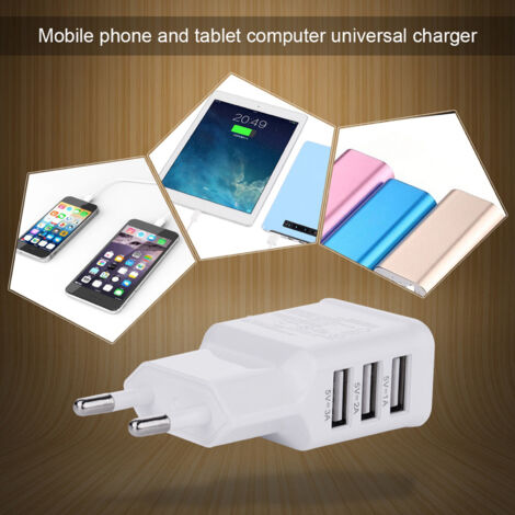 Universelles 100–220-V-Wandladegerät mit 3 USB-Anschlüssen, optimale Sicherheit für Smartphones und Tablets, EU-Stecker
