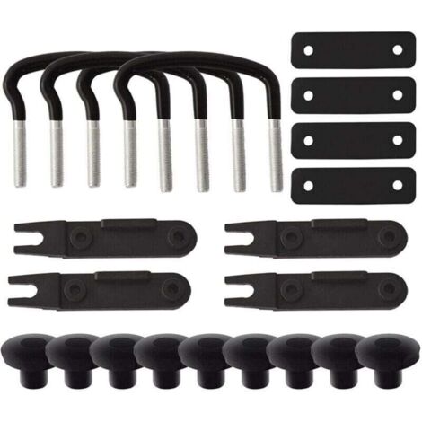 Universelles Edelstahl-Dachbox-Montageset, 4-teilig, mit 8 Sicherungsmuttern und 2 Gurten