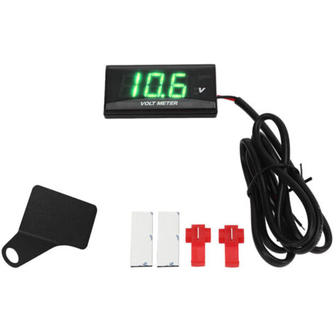 Universelles LCD-Motorradvoltmeter, ultradünnes, wasserdichtes Voltmeter mit Linkslenkerhalterung, 12 V DC, Grün