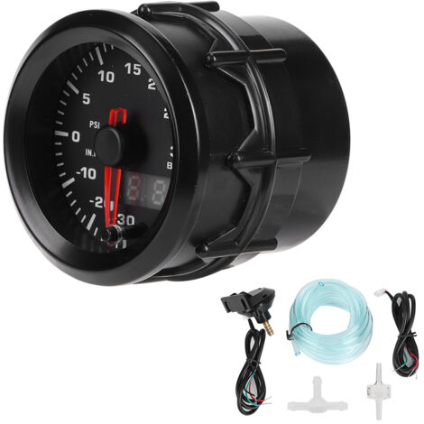 Universelles Manometer für turbogeladene Fahrzeuge, Kfz-Instrument, 52 mm, 2,0 Zoll, LED-Anzeige, hochpräzises schwarzes ABS.