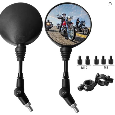 Universelles Motorrad-Spiegel-Set, 2 x 22 mm M10 (7/8 Zoll) Lenkerklemme, 1 x M10 Rechtsgewinde, 2 x M8 Rechtsgewinde, 1 x M10 Linksgewinde, 1 x M8 Linksgewinde, für