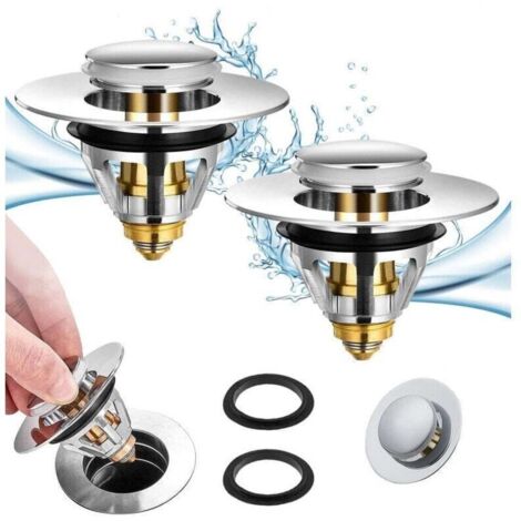 Universelles Pop-Up-Waschbeckenablaufset, 2-teiliger Anti-Verstopfungs-Ablauffilter, Badewannenablauf aus Edelstahl und reinem Kupfer, Anti-Geruchs-Haarfilter für 34-38 mm Löcher