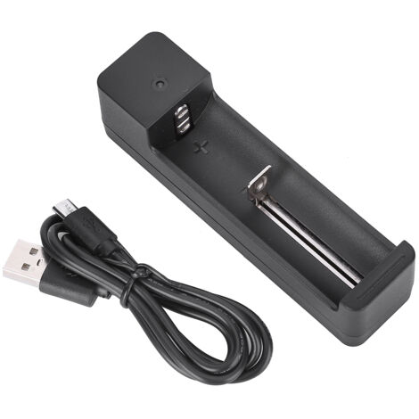 Universelles Smart-USB-Ladegerät für 18650/26650/14500 Li-Ionen-Akkus – Schwarzes Einzelsteckplatz-PC-Netzteil mit LED-Anzeige