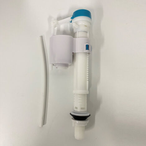 Universelles Zubehör für das Wassereinlassventil einer Toilette alter Bauart, Standard-4-Punkt-Anschluss, Spülvorrichtung für den Toilettenspülkasten, blau und weiß.