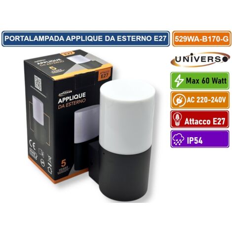 UNIVERSO 529WA-B170-G PORTALAMPADA APPLIQUE DA ESTERNO WALL LIGHT PER FISSAGGIO A MURO PER LAMPADINE E27 60W MAX IP54