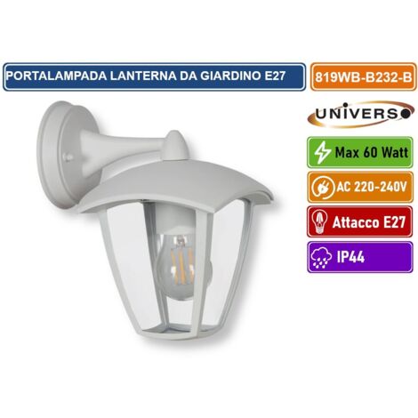 UNIVERSO  819WB-B232-B PORTALAMPADA LANTERNA DA GIARDINO WALL LAMP BIANCO DA MURO IP44 PER LAMPADINE E27