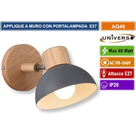 UNIVERSO APPLIQUE MODERNO DA PARETE CON PARALUME ORIENTABILE PORTALAMPADA PER LAMPADINE E27