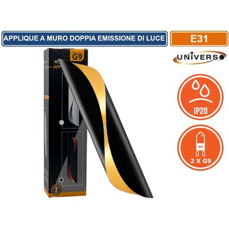 UNIVERSO APPLIQUE PORTALAMPADA MODERNO A SPIRALE CON DOPPIA EMISSIONE LUMINOSA ATTACCO G9 DA INTERNO IP20