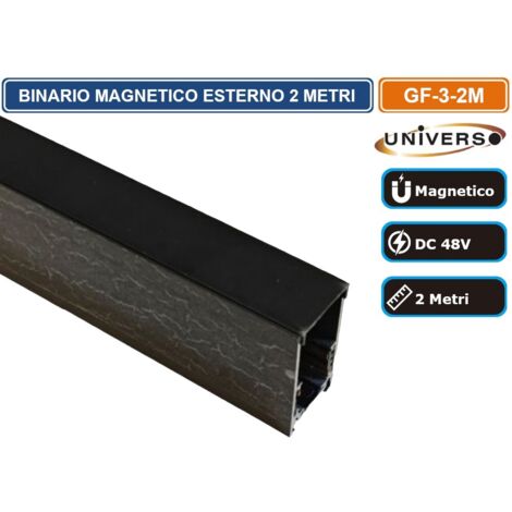UNIVERSO BINARIO LINEARE ESTERNO IN ALLUMINIO NERO PER TRACK LIGHTS MAGNETICHE DC 48V LUNGHEZZA 2 METRI