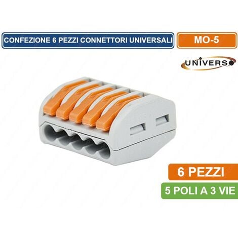 UNIVERSO CONFEZIONE CON 6 CONNETTORI UNIVERSALI 5 POLI A 1 VIA - SKU MO-5
