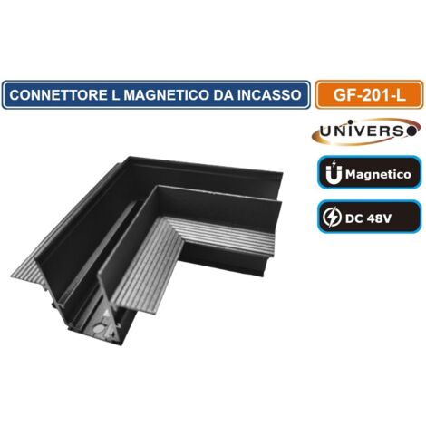 UNIVERSO CONNETTORE ANGOLARE PER BINARIO DA INCASSO TRACK LIGHTS MAGNETICHE DC 48V
