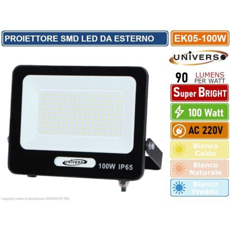 UNIVERSO EK05-100W-N FARO PROIETTORE SMD LED FLOODLIGHT 100W SLIM IP65 COLORE NERO - 3000K 4000K 6500K - Colore Luce:Bianco Freddo