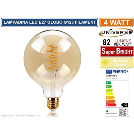 UNIVERSO G125-S-OC LAMPADINA LED E27 4W BULB G125 GLOBO FILAMENT VETRO AMBRATO 2500K