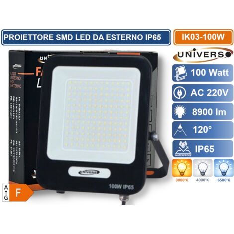 UNIVERSO IK03-100W-N PROIETTORE SMD LED 100W DA ESTERNO IP65 4700LM BIANCO NATURALE - 4000K