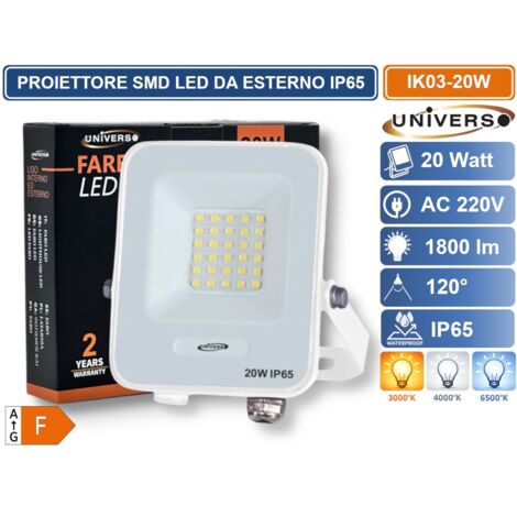 UNIVERSO IK03-20W PROIETTORE SMD LED 20W DA ESTERNO IP65 1800LM BIANCO CALDO - 3000K