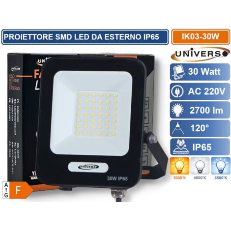 UNIVERSO IK03-30W-N PROIETTORE SMD LED 30W DA ESTERNO IP65 2700LM BIANCO CALDO - 3000K