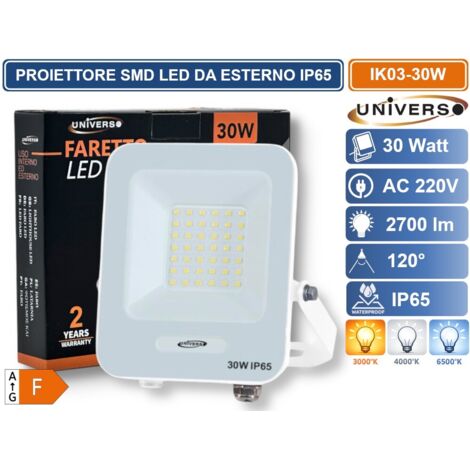 UNIVERSO IK03-30W PROIETTORE SMD LED 30W DA ESTERNO IP65 2700LM BIANCO NATURALE - 4000K