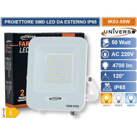 UNIVERSO IK03-50W PROIETTORE SMD LED 50W DA ESTERNO IP65 4700LM BIANCO CALDO - 3000K