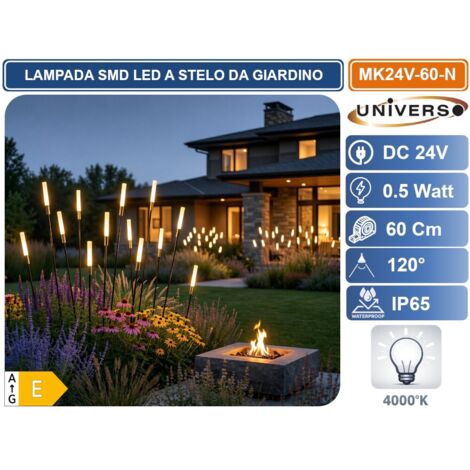 UNIVERSO MK24V-60-N LAMPADA SMD LED DA GIARDINO CON PICCHETTO DC 24V 0.5W COLORE LUCE 4000K IP65 60CM