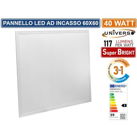 UNIVERSO P595-40W-3C PANNELLO SMD LED SLIM QUADRATO 60x60 40W CCT 3000K - 4000K - 6500K