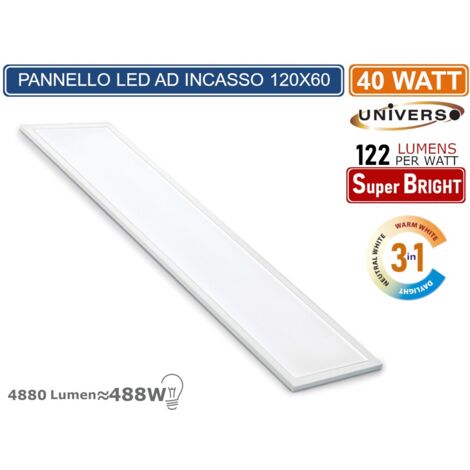 UNIVERSO PN-120-3C PANNELLO SMD LED SLIM RETTANGOLARE 120x30 40W 4880 LUMEN  CCT 3000K - 4000K - 6500K
