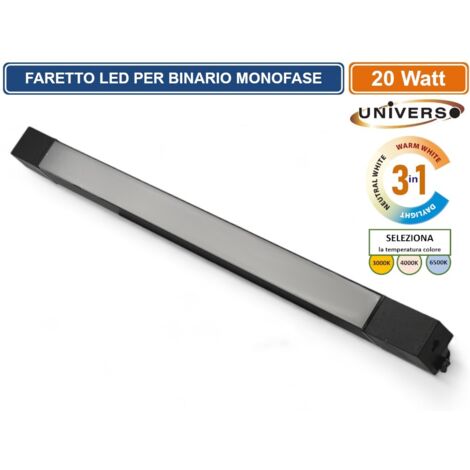UNIVERSO PST-57-N3C TRACK LIGHT FARETTO LINEARE LED PER BINARIO ELETTRIFICATO MONOFASE 20W CHANGING COLOR CCT 3IN1