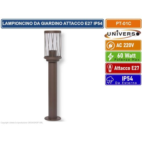 UNIVERSO PT-01C LAMPIONCINO DA GIARDINO IN ALLUMINIO ROSSO RUGGINE CON ATTACCO E27 DA ESTERNO IP54
