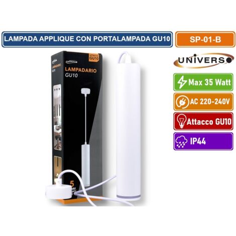 UNIVERSO SP-01-B LAMPADARIO A SOSPENSIONE CON PORTALAMPADA PER LAMPADINE GU10 IN ALLUMINIO DI COLORE BIANCO