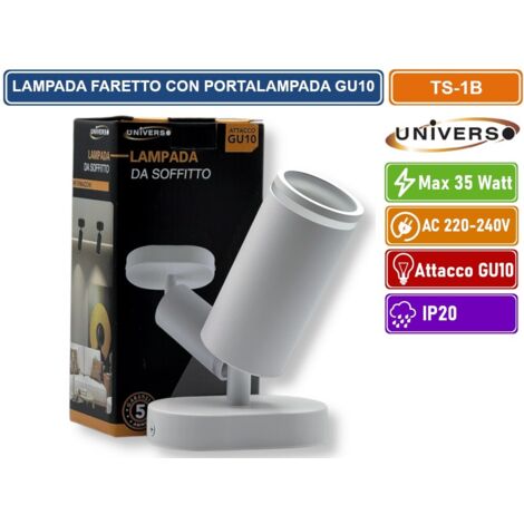 UNIVERSO TS-1B PORTAFARETTO DA MURO CON PORTALAMPADA ATTACCO GU10 APPLIQUE COLORE BIANCO