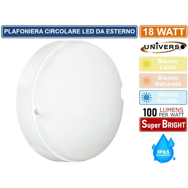 Image of WLG02-18W plafoniera led circolare 18W da esterno IP65 3000K - 4000K - 6500K - Colore Luce: Bianco Caldo - Universo