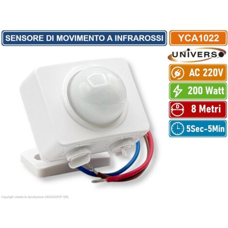 UNIVERSO YCA1022 SENSORE DI MOVIMENTO A INFRAROSSI  A PARETE/SOFFITTO 360° ILLUMINAZIONE AUTOMATICA IP20