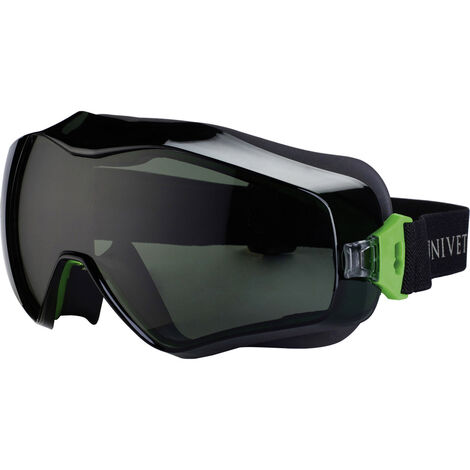Univet 6X3 6X3-00-05 Vollsichtbrille mit Antibeschlag-Schutz, inkl. UV-Schutz Schwarz, Grün EN 166,