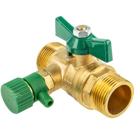 UNIWATER System Kugelhahn mit Entleerung und Flügelgriff 1439, DVGW beidseitig 1 Zoll AG (DN 20)