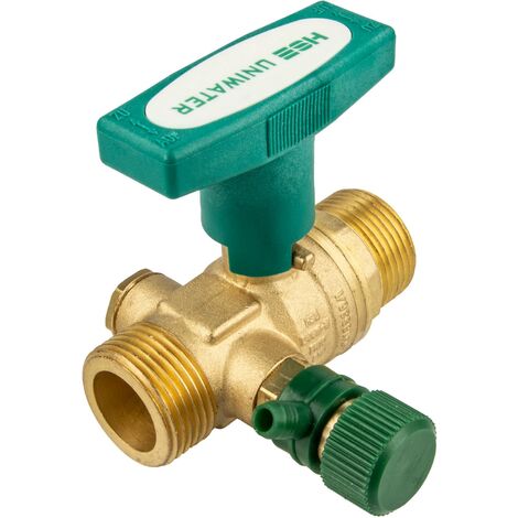 UNIWATER System Kugelhahn mit Entleerung und ISO-T-Griff, beidseitig 1 1/4 Zoll AG (DN 25), Typ 1438