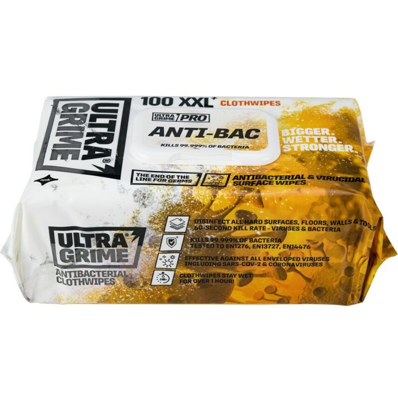 Ultragrime - Po Xxl+ Anti-Bac Cloth Wipes (PK-100)