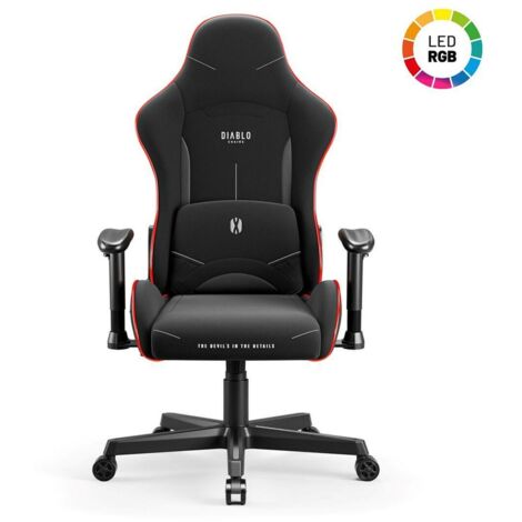 UNKNOWN Diablo Chaise Gaming X-Starter  Fauteuil Gamer Siege de Bureau Ergonomique Revêtement en Tissu, Accoudoirs Réglables, Mécanisme D'inclinaison  Chaise Ergonomique, Siège Gaming  Noir (LED) (150